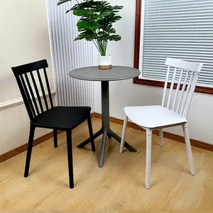 China high quality white restaurant sillas plasticas stackable terrace table outdoor garden plastic dining chair with wood legs