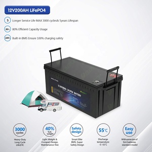 Batterie Li-ion ODM OEM 6000 cycles 100Ah 150Ah 300Ah 400Ah, pack batterie 12V 200Ah pour maison mobile, camping-car, LFP12200 12V à décharge profonde - Product Image 3