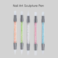 Vente en gros de stylo perforateur en silicone à double tête stylo d'art des ongles outil de pointillage pour l'art des ongles stylo en silicone polyvalent outil de bricolage pour les ongles