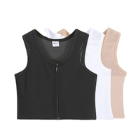 Reliure de poitrine de service OEM Reliure pour hauts de femmes Trans pour garçon manqué Cool Mesh Half FTM Reliure de poitrine avec fermeture éclair plate