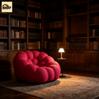 Ensemble de canapés modulaires personnalisés en tissu bouclé, fauteuil rond et ottoman long, mobilier combiné pour villa, salon, hôtel