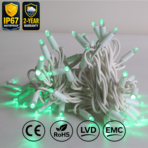 Guirnalda de Luces LED Verdes de Navidad, IP67, Cable de Goma Blanco, Decoración Comercial para Exteriores, Conectable, Resistente al Agua, Enchufable - Product Image 1