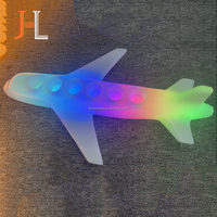 Plateau Distributeur de Shots LED en Acrylique Lumineux en Forme d'Avion, 6 Verres à Shot, Accessoires de Bar, Support à Verres à Shot pour Boîte de Nuit