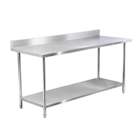 Table de travail professionnelle en acier inoxydable avec crédence et étagère inférieure réglable, table de préparation commerciale pour restaurant