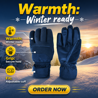 Nouveaux Gants de Ski Bleus pour Hommes 2026, Imperméables, Respirants, en Polyester, à Doigts Entiers, Compatibles Écran Tactile, avec Sangles Réglables pour Sports de Montagne