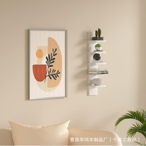 <b>Wall</b> <b>Mounted</b> Wooden <b>Shelf</b> 5 Tier White Rectangle Durable For Bedroom Bedside Bathroom Storage - Product Image 2