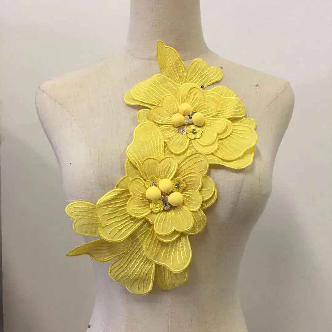 3D 꽃 아플리케, 레이스 꽃 패치, 웨딩 드레스 신부 가운 용 레이스 아플리케