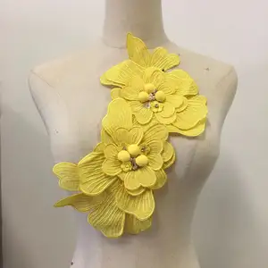 3D ดอกไม้ Applique,แพทช์ดอกไม้ลูกไม้,ลูกไม้ Applique สำหรับชุดแต่งงานชุดเจ้าสาว