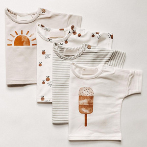 2025 été bébé vêtements nouveau-né imprimer à manches courtes mignon T-shirt unisexe infantile coton T-shirt - Product Image 2