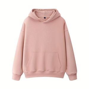 เสื้อฮู้ดดี้สีพื้นแบบกำหนดเองสำหรับผู้หญิงและผู้ชาย เสื้อสเวตเชิ้ตผ้าฝ้ายแบบสวมหัวสำหรับฤดูใบไม้ร่วง ผ้าเฟรนช์เทอร์รี่ - Product Image 4