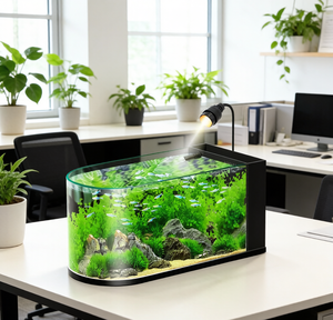 Acuario de Lujo de Vidrio Curvo <span class=keywords><strong>para</strong></span> Escritorio, Diseño de una Pieza, Ecológico, <span class=keywords><strong>para</strong></span> Peces Betta y Goldfish, Novedad 2026, <span class=keywords><strong>para</strong></span> Comedor y Dormitorio - Product Image 2
