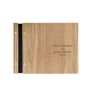 Livre d'or en bois vierge avec logo personnalisé, style rustique nordique, pour mariages et Saint-Valentin, vente en gros fabricant - Product Image 2