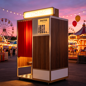 Photomaton en bois au design rétro avec écran tactile et imprimante, taille personnalisable, complet pour location de mariage - Product Image 5