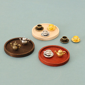 Miniature de théière de simulation pour <span class=keywords><strong>maison</strong></span> de poupée, tasse à thé, décoration de scène, accessoires de décoration de mini plateau faits à la main DIY - Product Image 3