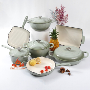 Ensemble de 7 pièces de batterie de cuisine en fonte émaillée, comprenant faitouts, casseroles et poêles pour soupes et bouillons - Product Image 6