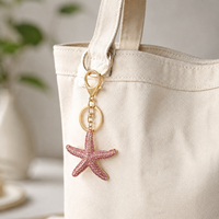 Porte-clés en émail et strass, breloque animaux marins, crabe, étoile de mer, hippocampe, requin, pendentif de sac en cristal