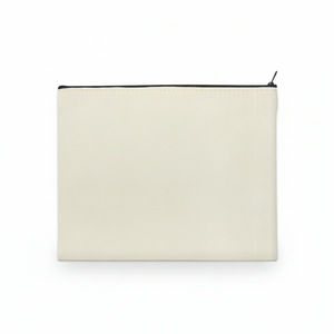 Canvas Document Bag Large Square Zipper Office Organizer White And Black Fabric Type Canvas Rectangle Shape - Product Image 2