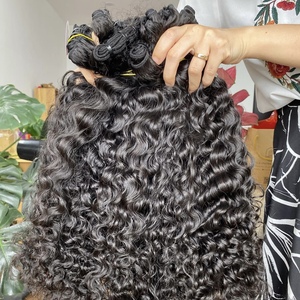 Burmese Wave Match hd Frontal Cuticle Aligned Raw Hair Bundle <strong>Pixie</strong> <strong>Curls</strong> Natural Black Color - Product Image 5