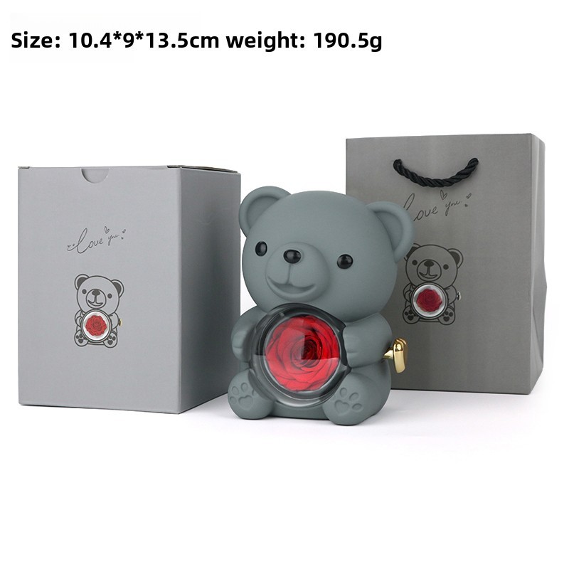 Gray Eternal Flower Gift Box + Color Box + Handbag