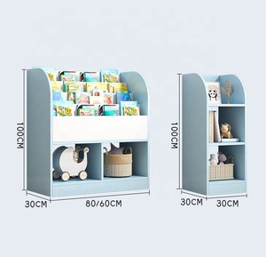 Jiamujia Mẫu Giáo Bằng Gỗ Cuốn Sách Hiển Thị Lưu Trữ Trắng Màu Hồng Màu Xanh Trẻ Em Của Trẻ Em Kệ Sách Cho Trẻ Em - Product Image 4