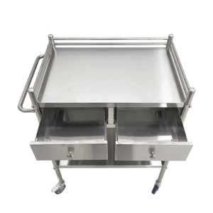 Chariot mobile <span class=keywords><strong>de</strong></span> traitement infirmier d'urgence à double couche <span class=keywords><strong>de</strong></span> meubles d'hôpital médical Dressing Care Cart avec 2 tiroirs et roulettes - Product Image 2