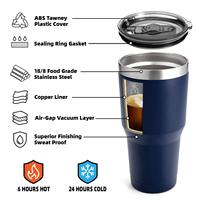Gobelet isotherme sous vide en acier inoxydable de 30 oz pour voiture avec paille – Garde au froid/au chaud 6 à 12 heures – Tasse à bière à boire directement