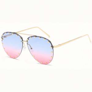 Gafas de Sol Ovaladas de Lujo con Logotipo Personalizado, Diseño Degradado y Remaches, Protección UV400, Metálicas, para Mujer, Novedad 2021 - Product Image 6