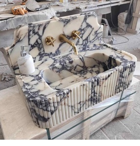 Design <span class=keywords><strong>moderno</strong></span> naturale Calacatta Viola marmo <span class=keywords><strong>lavandino</strong></span> <span class=keywords><strong>bagno</strong></span> vanità scrivania per il trucco lavello della cucina - Product Image 4