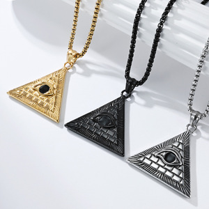 Collier avec pendentif en forme de pyramide égyptienne ancienne, en alliage de zinc doré, bijoux unisexes, cadeau - Product Image 2
