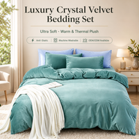 Parure de lit en velours cristal doux, chaude et confortable, comprenant housse de couette, drap et taies d'oreiller – Vente en gros usine OEM ODM