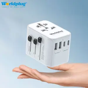 Worldplug CE/FCC Multi Plug World Adaptor Universal Travel Charger Adapter with USB and Type-C