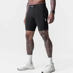 Men's Custom Quick Dry Polyester Spandex Gym Sport Running Baselayer Compression Shorts Hip Hop Canvas Jogging Fitness Leggings