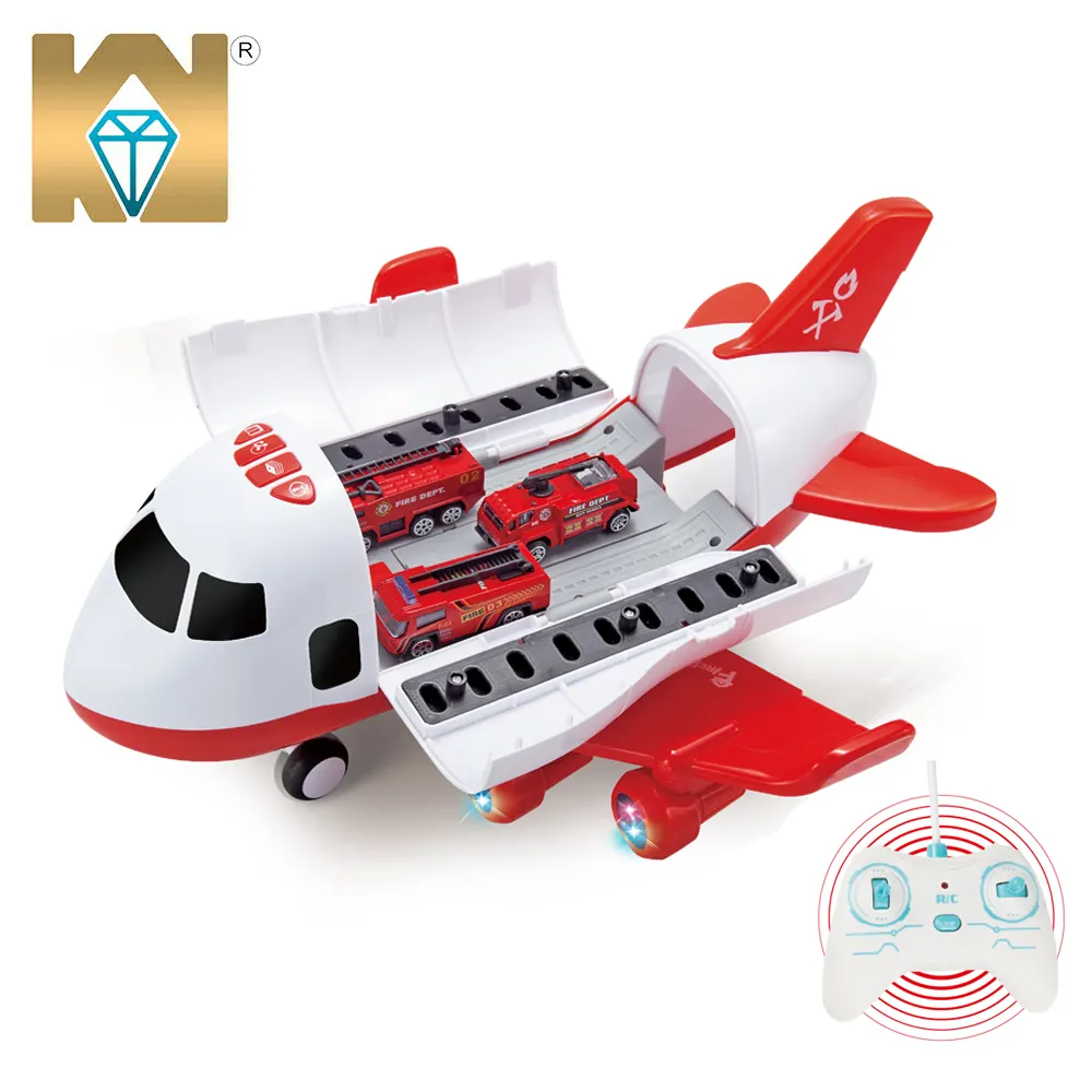 Kids plane model toy plastic fire truck remote toys with light music diecast vehicles toys