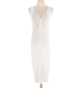 NUEVO <span class=keywords><strong>Dos</strong></span> <span class=keywords><strong>colores</strong></span> Vestido largo de ganchillo Algodón Talla única Sexi Lady Traje de baño Backless Cover Ups - Product Image 5