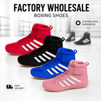 Chaussures de boxe et de lutte en gros, montantes, avec protection de la cheville, respirantes et résistantes à l'usure pour l'entraînement aux arts martiaux