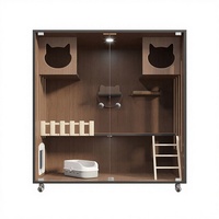 Villa de luxe moderne pour chat, nid fermé en verre trempé, modèle Malacca en bois massif, maison universelle pour chat et chien