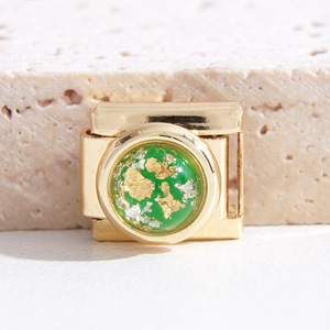 Modular Bracelet Gold Zinc Alloy Geometric Round Bezel Setting Unisex Jewelry Gift - Product Image 2
