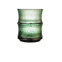 Cangkir teh kaca dapat ditumpuk, bagian bambu gelas air bir jus susu rumah tangga