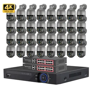 32 Kanaals Nvr Camera 4K 8Mp Poe Camera Systeem 32 Pcs Ptz Dome Outdoor Kleur Nachtzicht Surveillance Kit
