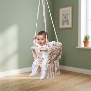 Hamaca Colgante para Bebé Hecha a Mano con Diseño Costero de Macramé de Algodón, Asiento Colgante para Bebés, Cojín No Impermeable para Cuarto de Bebé - Product Image 3