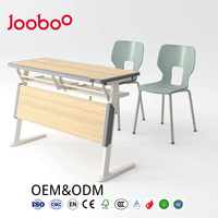 Meubles d'école modernes, structure en acier, durable, réglable en hauteur, ensemble de bureau et de chaise double pour salle de classe