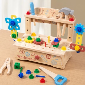 Juego de tuercas de madera simuladas, juguetes de bloques de construcción, tuerca de madera, herramienta de combinación de desmontaje, mesa, Escena de simulación, bloques de <span class=keywords><strong>tornillo</strong></span> - Product Image 6