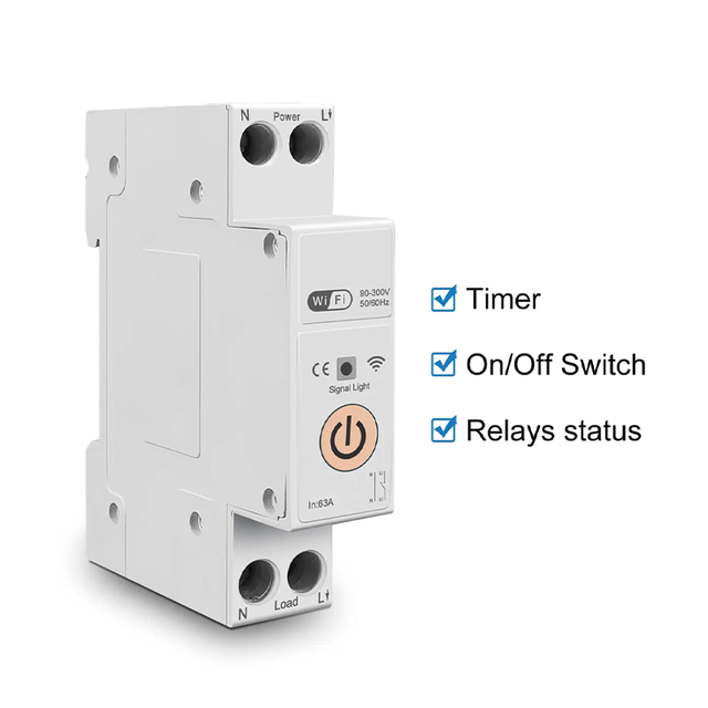 Wifi Smart Din Rail Switch 63A Energy Meter Over Under Voltage Protection Remote Control Smart Circuit Breaker