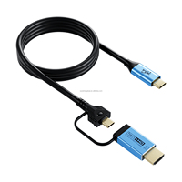 Offre Spéciale 1.8m 2-en-1 type-c câble convertisseur HDTV 4K 60HZ PD100W charge rapide mâle à mâle câbles vidéo USB pour ordinateur portable et appareil photo