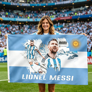 Bandera <span class=keywords><strong>de</strong></span> <span class=keywords><strong>Argentina</strong></span> <span class=keywords><strong>de</strong></span> Messi 2026 en Stock, 3x5FT, Poliéster Impermeable, Bandera Nacional <span class=keywords><strong>Argentina</strong></span> con Ojales <span class=keywords><strong>de</strong></span> Latón para Exterior e Interior - Product Image 1