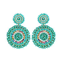 Boucles d'oreilles pendantes faites à la main pour femme, bijoux de fête, boucles d'oreilles bohèmes en perles de rocaille, boucles d'oreilles pendantes perlées