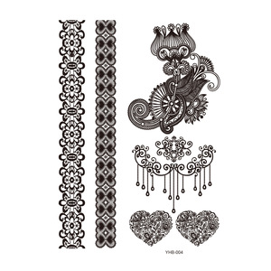 Black Henna Lace Mandala Flower Temporary <b>Tattoo</b> Sticker Waterproof Arm Body Art for Wedding Party - Product Image 6