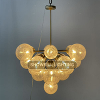 Lustre rond moderne en verre soufflé à la main de 27 pouces, lampe suspendue pour salon, lustre en forme de boule à bulles