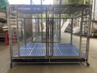 Cage pour chien rectangulaire Overlord anti-morsure avec cadre en acier inoxydable et panneau en verre transparent, capacité élevée, pour transport intérieur
