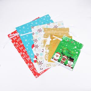 Bolsas de Regalo Navideñas Personalizadas, Económicas y Ecológicas con Cordón, Artículos de Decoración Navideña, Bolsa para Dulces de Santa - Product Image 6